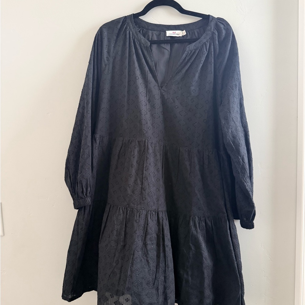Vineyard Vines Black Eyelet Midi Dress